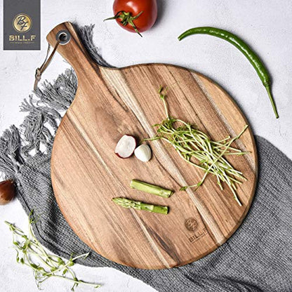 BILL.F Acacia Wood Pizza Peel,10" Cutting Board, Cheese Paddle Board, Bread and Crackers Platter for Serving and Minor Food Prepare with Handle - 14x 10 x 0.5 Inch - style: 10 inch