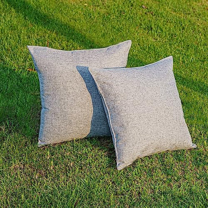 NiNi ALL Outdoor Waterproof Throw Pillow Covers Set of 2 Decorative Farmhouse Garden Pillowcase Solid Cushion Cases for Patio Tent Couch 18x18 inch Grey | Faux Linen Decorative Solid Throw Pillow Covers Farmhouse for Garden Furniture Tent Balcony Couch So