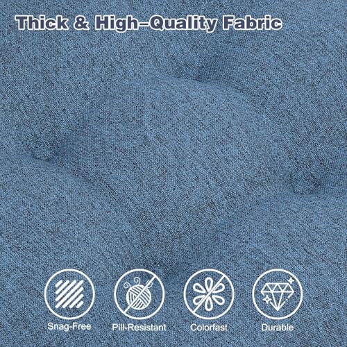 baibu Patented Dining Chair Cushions, 2 Pack, 16.5 x 16.5 x 3.5 in, Blue | Two dual-layer memory foam cushions with silicone non-slip bases, secure ties and removable machine-washable covers. - color: Blue, size: 2 Count (Pack of 1)