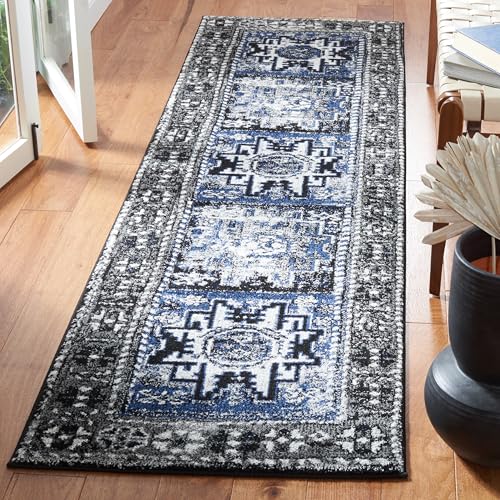 SAFAVIEH Vintage Hamadan Collection Runner Rug - 2'3" x 8', Grey & Blue, Oriental Traditional Persian Design, Non-Shedding & Easy Care, Ideal for High Traffic Areas in Living Room, Bedroom (VTH213F) - color: Grey/Blue, size: 2'3" x 8' (Runner)
