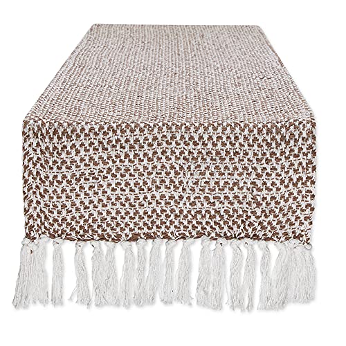 DII Woven Basics Collection 100% Cotton Knit Table Runner, 15x72, Bark Brown - color: Bark Brown, size: 15x72"