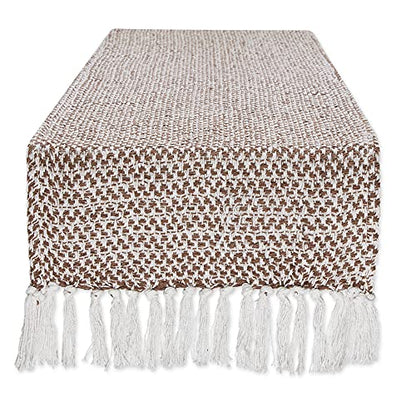 DII Woven Basics Collection 100% Cotton Knit Table Runner, 15x72, Bark Brown - color: Bark Brown, size: 15x72"