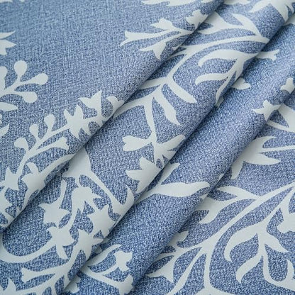 Pioggia Vinyl Tablecloth with Flannel Backing - Waterproof, Oil-Proof, Easy to Clean -Plastic Table Cloth - Perfect for Dining Tables, Kitchen Tables, Parties (Blue Leaves, 54×54 Inch Square) - color: Blue Leaves, size: 54" x 54" (Square)