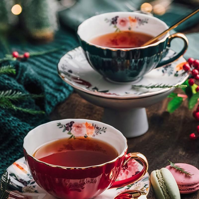 British Multicolor Ceramics Afternoon Tea Coffee Cup Saucer Set Wedding Gift - color: Styles4