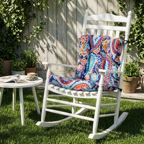 Hoteam 4 Set Outdoor Patio Chair Cushions 20 x 42 in Deep Seat Waterproof Patio Cushions Set for Furniture Replacement Removable Seat and Back (Red Paisley Pattern) - style: Red Paisley Pattern