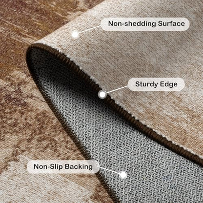 Kelarea Washable Runner Rug 2.6x8, Non-Slip Low Pile Abstract Brown | Water & Stain Resistant, Pet Friendly, Easy Clean, Ultra Soft, for Entrance, Kitchen, Bedroom, Hallways - color: Brown, size: 2'6" x 8' (Rectangular)