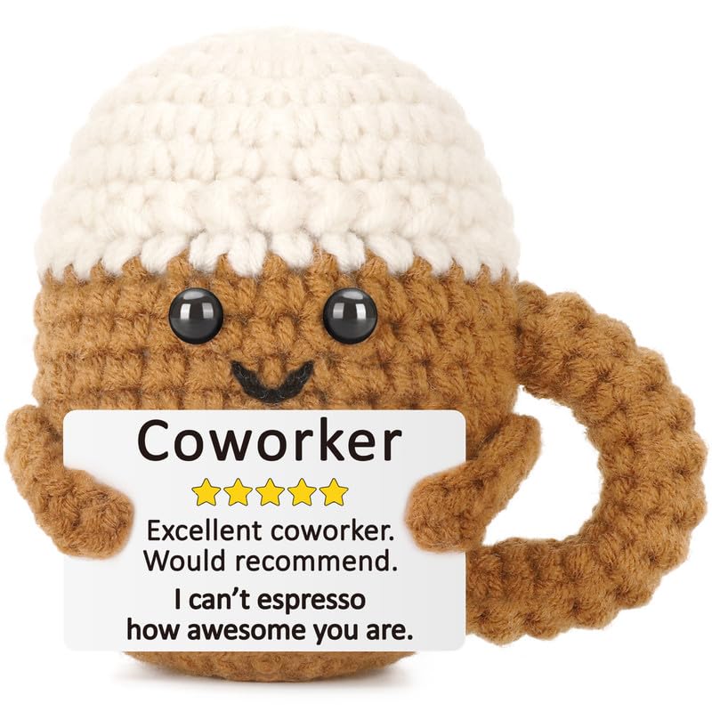 Xinezaa Mini Appreciation Farewell Coffee Gifts for Coworker Women Men | Gifts for Colleague Work Friend Employee Boss, Funny Handmade Crochet, Goodbye Leaving Thank You Birthday Christmas - style: Coworker