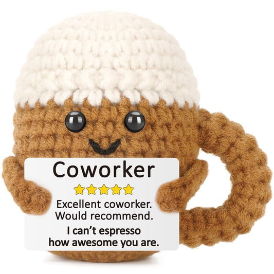 Xinezaa Mini Appreciation Farewell Coffee Gifts for Coworker Women Men | Gifts for Colleague Work Friend Employee Boss, Funny Handmade Crochet, Goodbye Leaving Thank You Birthday Christmas - style: Coworker