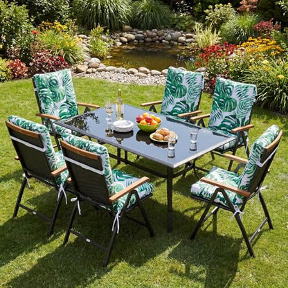 Hoteam 4 Set Outdoor Patio Chair Cushions 20 x 42 in Deep Seat Waterproof Patio Cushions Set for Furniture Replacement Removable Seat and Back (Monstera Deliciosa) - style: Monstera Deliciosa