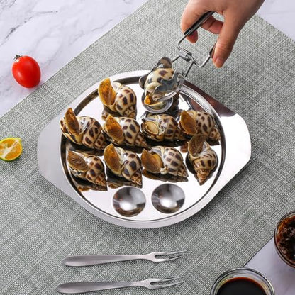 Ipetboom 4 Pack Escargot Tongs Stainless Steel Snail Tong Food Serving Clip Clamp Ergonomic Curved Handle Heat Resistant for Dining Party Buffet 12.59 X 3.93 X 3.14 in - color: 4pcs