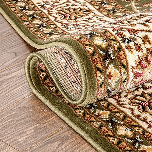 Well Woven Barclay Sarouk Green Traditional Area Rug 5'3" Round - color: Green, size: 5'3" (Round)