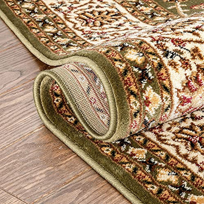 Well Woven Barclay Sarouk Green Traditional Area Rug 5'3" Round - color: Green, size: 5'3" (Round)