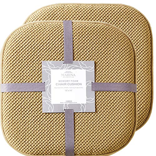 Marina Decoration Premium Thick Comfortable Cushion Memory Foam Chair Pads Honeycomb Pattern Nonslip Rubber Back Seat Topper Rounded Square 16 x 16 Seats Cover for Kitchen Chairs, 2 Pack Taupe - color: Taupe, size: 2 Pieces Pack