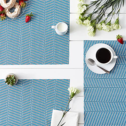 DII Farmhouse Stripe Woven Tabletop Collection Placemat Set, 13x17.25, Storm Blue, 6 Piece - color: Storm Blue