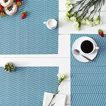 DII Farmhouse Stripe Woven Tabletop Collection Placemat Set, 13x17.25, Storm Blue, 6 Piece - color: Storm Blue