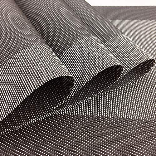 Vinyl Coffee Placemats Heat Resistant Dining Table Mats Non-Slip Washable Place Mats Set of 6 （Coffee） - color: Coffee
