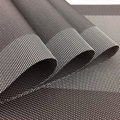 Vinyl Coffee Placemats Heat Resistant Dining Table Mats Non-Slip Washable Place Mats Set of 6 （Coffee） - color: Coffee