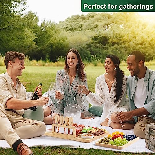ROCIRLAB Bamboo Charcuterie Boards (23"×11"×0.8") and Knife Set, Lightweight Cheese Board and Platter, Unique Gift for Housewarming, Anniversary & Wedding, Mother's Day and Christmas for Women…