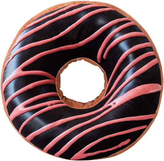 HYSEAS Round Throw Pillow 14 Inch Chocolate Pink Donut, 3D Digital Print Decorative Comfortable Soft Plush Funny Food Shaped Pillow Light Weight Seat Pad Cushion for Couch, Chair, Floor, Sofa - color: Chocolate/Pink