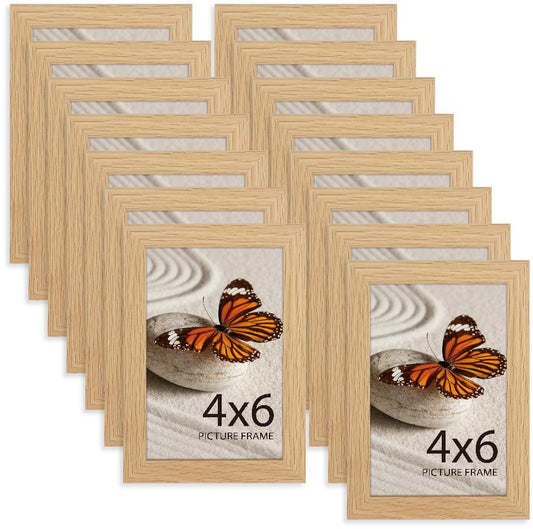Memory Island 4x6 Photo Frames for Wall and Tabletop Display, 4 by 6 Natural Wood Grain Picture Frames with HD Plexiglass, Set of 15 - color: Natural Wood Grain, size: 4x6"