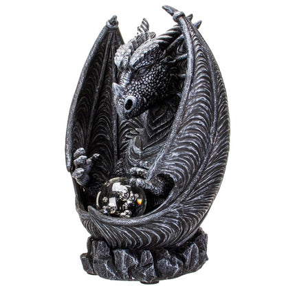 Pacific Giftware Black Guardian Dragon LED Lighted Stonewall Mountain Faux Stone Backflow Incense Burner Fantasy Dragon Breath Reverse Flow Smoke Waterfall Incense Collectible 8" Tall