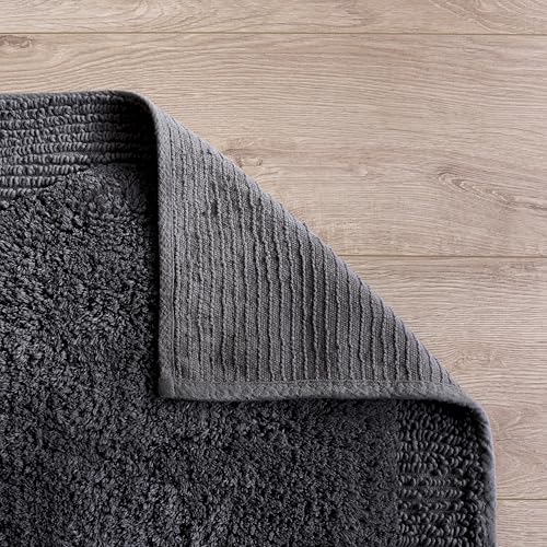SAFAVIEH Plush Master Bath Collection – Zino Grey Textured Bath Mat Set of 2, 21" x 34", Cotton with Non-Slip Backing (PMB915C-2134-SET2) - color: Grey