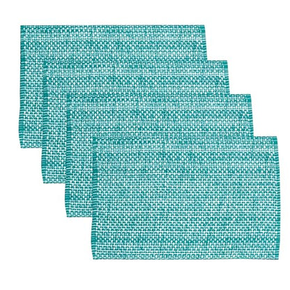 Sweet Home Collection 100% Cotton Placemats for Dining Room Rectangle Two Tone Woven Fabric 13" x 19" Soft Durable Table Mat Set, Set of 6, Turquoise - color: Turquoise, size: Rectangle 13" x 19"