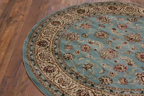 Well Woven Barclay Sarouk Light Blue Traditional Area Rug 7'10'' Round - color: Light Blue, size: 7'10" (Round)
