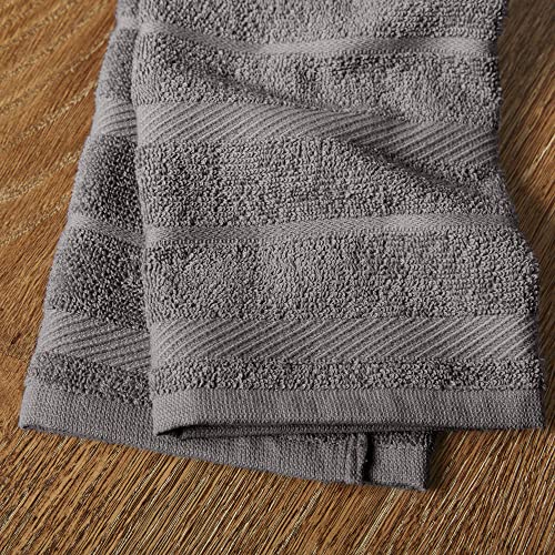 KitchenAid Albany Kitchen Towel 4-Pack Set, Charcoal Grey/White, 16"x26" - color: Charcoal Grey, size: 16"x26"