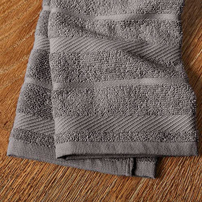 KitchenAid Albany Kitchen Towel 4-Pack Set, Charcoal Grey/White, 16"x26" - color: Charcoal Grey, size: 16"x26"