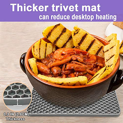 Walfos Silicone Trivet Mats - 4 Heat Resistant Pot Holders, Multipurpose Non-Slip Hot Pads for Kitchen Potholders, Hot Dishers, Jar Opener, Spoon Holder, Food Grade Silicone & BPA Free (Square) - style: 7in, 4 Grey Square