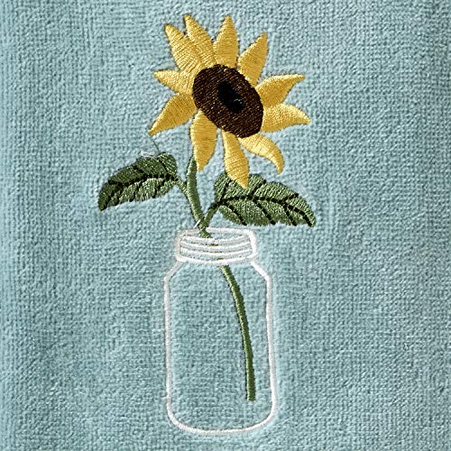 SKL Home by Saturday Knight Ltd. Sunflower in Jar Hand Towel (2-Pack), Aqua - color: Sunflower in Jar, Aqua