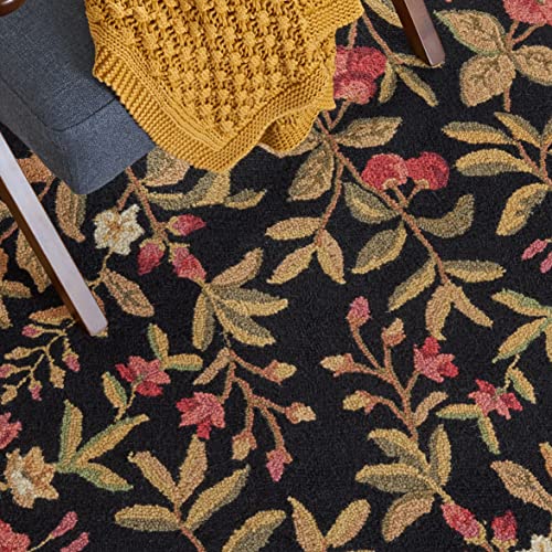 SAFAVIEH Chelsea Collection Accent Rug - 3'9" x 5'9", Black, Hand-Hooked French Country Wool, Ideal for High Traffic Areas in Entryway, Living Room, Bedroom (HK210B) - color: Black, size: 3'9" x 5'9" (Rectangular)