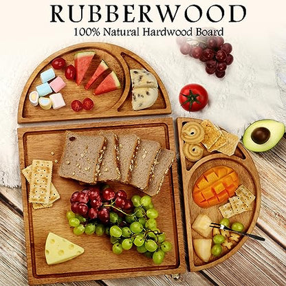 Premium Solid Wood Charcuterie Board Gift Set - Extra Large Magnetic Cheese Board Wooden Tray Serving Platter Housewarming, Christmas, and Valentine's Gifts
