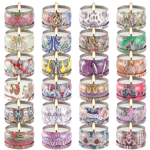 Scented Candles Gift Set, 2.5 oz Soy Wax Aromatherapy Candle for Home, Romantic Candles Gift for Mother Day Christmas Valentines Birthday (24 Pack) - color: 24Pack-Brown