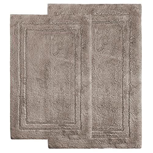 Cotton Bath Rug Set, Area Rugs for Bathroom Decor, Washable and Non-Slip Rugs, Hardwood Tile Floor Cover, Kitchen Accent Rugs, Non-Skid Latex Backing, 20" x 30", 24" x 36", Charcoal - color: Charcoal, size: 20" x 30", 24" x 36" - Rectangle