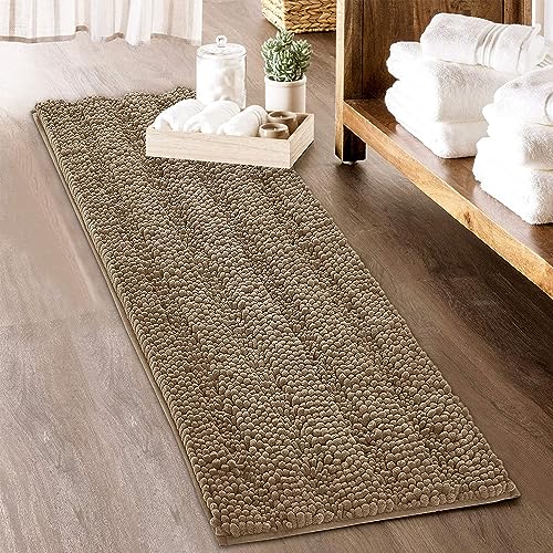 KGORGE Large Bathroom Rugs Set - Super Soft Bath Mat Non-Slip Washable Absorbent Microfiber Chenille Floor Carpet for Door Way Tub Kitchen Decorations, Brown, 70" x 24", 1 Piece - color: Brown, size: 2' x 5'10" (Rectangular)