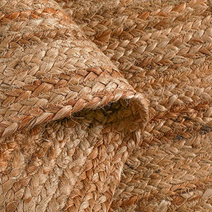 Hausattire Jute Braided Round Rug, Natural, 4 ft | 100% natural jute, hand woven, reversible, boho farmhouse style, entryway/kitchen/living room use - color: Natural, size: 4' Round