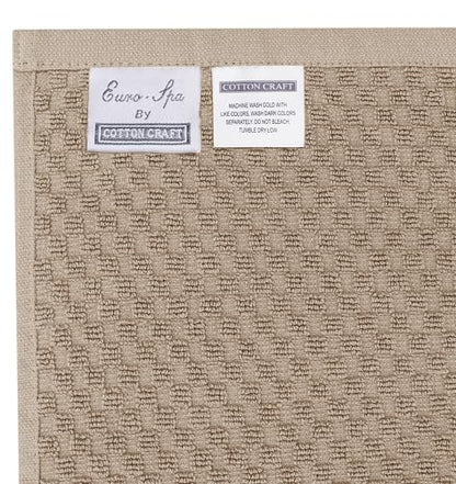 COTTON CRAFT Euro Spa Waffle Weave 6 Piece Towel Set - 100% Cotton - Linen | 2 Oversized Luxurious Large Bath Towels, 2 Hand Towels, 2 Washcloths - Soft Plush Super Absorbent Low Lint Quick Dry - color: Linen, size: 6 Piece Towel Set
