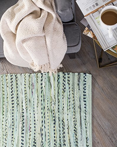 DII Chindi Home Collection Handwoven Multicolor Area Rag Rug, 20x31.5, Mint Green - color: Mint Green, size: 1'8" x 2'8" (Rectangular)