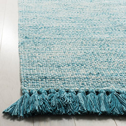 SAFAVIEH Area Rug 8x10 - Montauk Collection - Large - Turquoise, Handmade Cotton, Tassel Design, Ideal for Living Room, Bedroom, Office, Dining Space (MTK610E) - color: Turquoise, size: 8' x 10' (Rectangular)