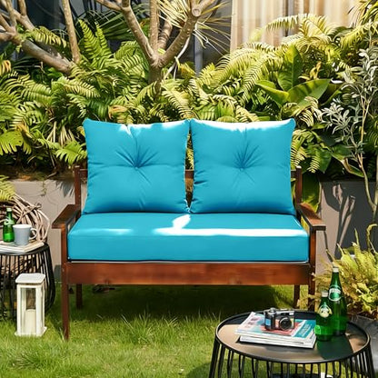 ARTPLAN Loveseat Patio Deep Seat Cushions 46"x24"x5" Bench Pad,Sky Blue | High-density foam fill, solution-dyed UV water repellent fabric, zipper removable cover fits patio swing & bench furniture - color: Sky Blue