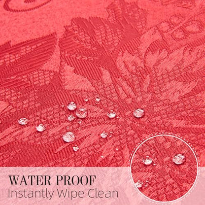 Dark Red Jacquard 17x17 Square Polyester Cloth Napkins Set of 8 | Waterproof, Stain Resistant, Shrink Proof, Washable, fabric, Outdoor, Reusable, Dining, Wedding, Kitchen, Party, Christmas - color: Dark Red