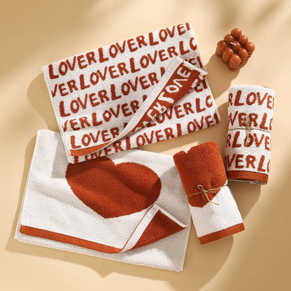 Red Heart Hand Towels Soft & Absorbent Cotton Valentine's Bath Towels Red Love Farmhouse Style Towels Set for Mother’s Day Wedding, 13x29 Inch - color: Red Heart