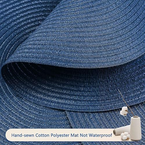 FunWheat Round Braided Placemats Set of 6 Place mats for Dining Tables Woven Heat Resistant Table Mats 15 inch (Blue,6pcs) - color: Solid Blue, size: 6pcs