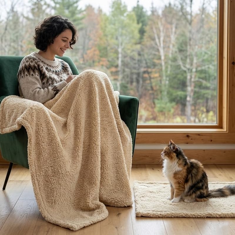 Waterproof Dog Blanket Reversible Pet Bed Cover Puppy Fluffy Cream Blankets Leakproof Sofa Couch Cover Cat Pet Blanket for Warm Washable-S - color: Cream, size: S-71*100cm(28*40in)