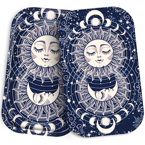 Metal Tray with PVC Soft Magnetic Lid, 11" x 7" - Large Storage Decorative Tray for Home Decor, Coffee Table, Tea, Snacks, Gifts - color: Dark Blue