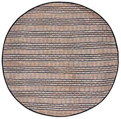 SAFAVIEH Natural Fiber Collection Area Rug - 7' Round, Navy & Natural, Handmade Flat Weave Stripe Jute & Cotton Jute, Ideal for High Traffic Areas in Living Room, Bedroom (NFB651N) - color: Navy/Natural, size: 7' (Round)