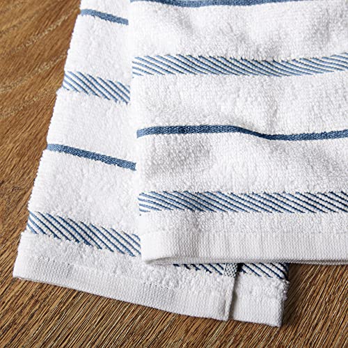 KitchenAid Albany Kitchen Towel 4-Pack Set, Blue Velvet/White, 16"x26" - color: Blue Velvet, size: 16"x26"