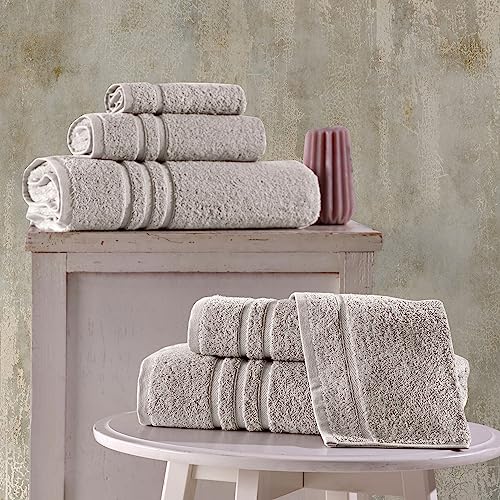 Hawmam Linen Personalized Towels - Customized Turkish Cotton Towel Set, Monogrammed Towels with Initial, Name & Embroidery, Idea for Weddings, Bridal Showers, Anniversaries, for Couples - Ice Silver - color: Ice Silver